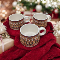 NaturEdge Ceramic Cup Set of 6 (150 ml)| Embrace the beauty of Rajasthani Design | Set of 6 for Classic Tea Times |Premium Design Cup Set